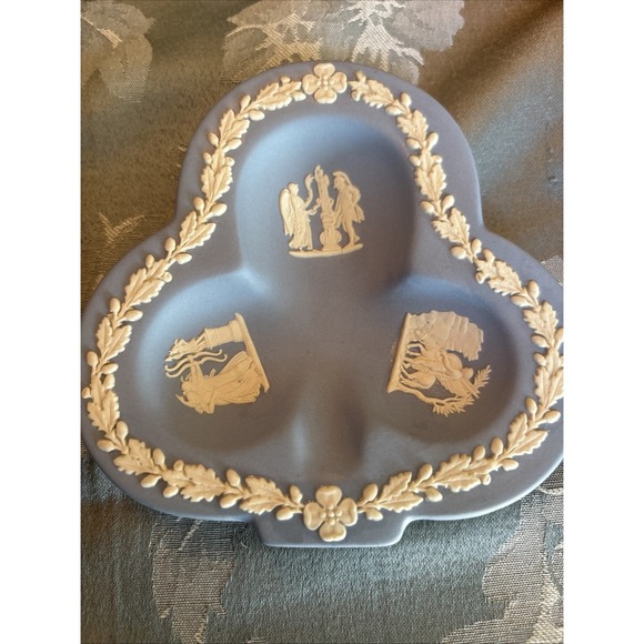 Wedgwood Other - Wedgwood Jasperware Light Blue 3 Section Relish Candy Dish White Relief England